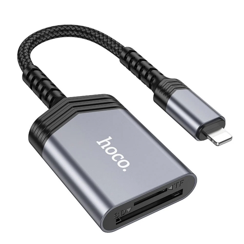 Четец за карти HOCO UA25 Card Reader Lightning  2 in 1, Сив