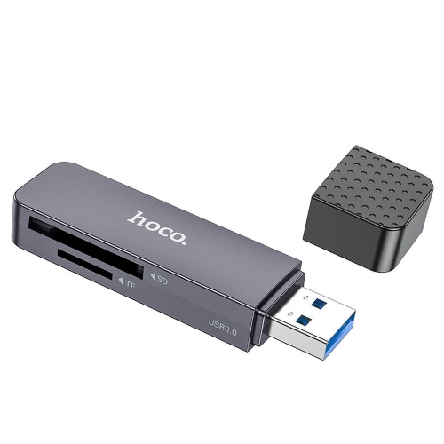 Четец за карти HOCO HB45, 2 in 1, USB A 2.0, Сив