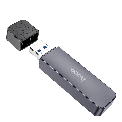 Четец за карти HOCO HB45, 2 in 1, USB A 2.0, Сив