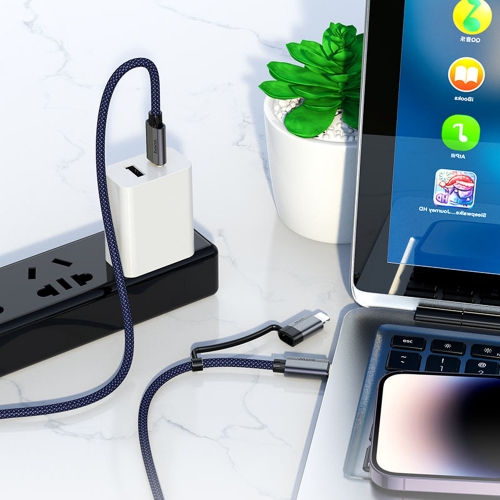 Кабел HOCO U134, 2 in 1, USB-C към USB-C и Lightning, 1.2m, Тъмно син