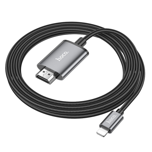Видео Кабел HOCO UA27 от Lightning към HDMI 1080p, 2m, Сив