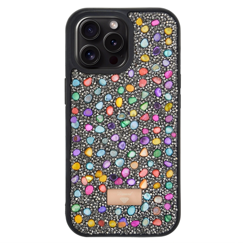 Удароустойчив калъф Diamond Blink за iPhone 15 Pro, Цветни камъни 