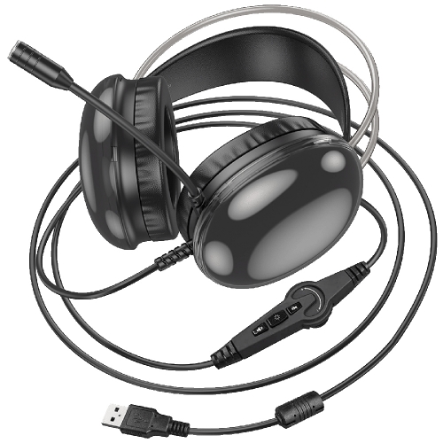 Слушалки HOCO Gaming W109, USB-A, Jack 3.5mm и микрофон, Черен