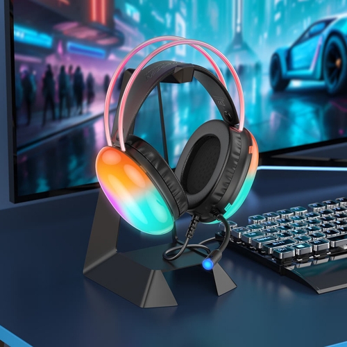 Слушалки HOCO Gaming W109, USB-A, Jack 3.5mm и микрофон, Черен