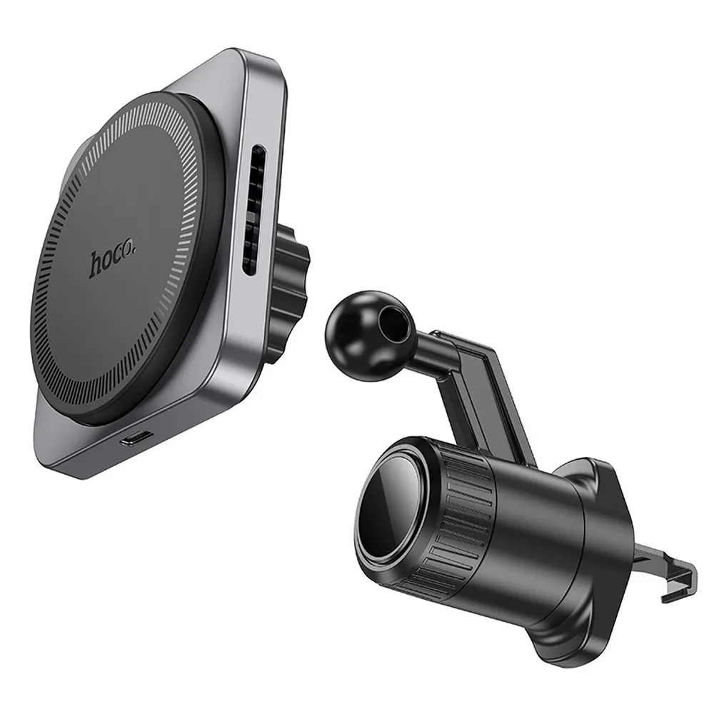 Поставка за кола с безжично зареждане HOCO HW15, support MagSafe, 15W, Черен-сив
