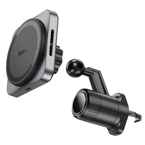 Поставка за кола с безжично зареждане HOCO HW15, support MagSafe, 15W, Черен-сив