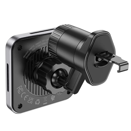 Поставка за кола с безжично зареждане HOCO HW15, support MagSafe, 15W, Черен-сив