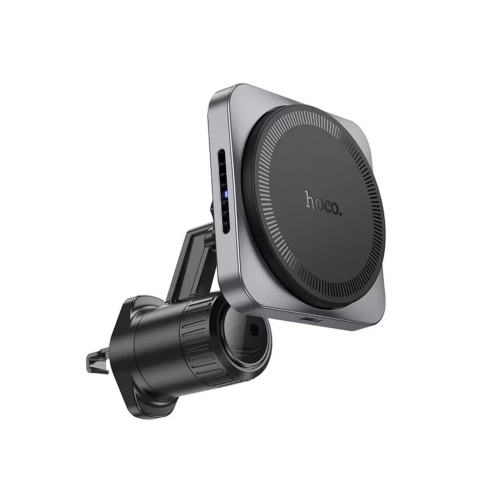 Поставка за кола с безжично зареждане HOCO HW15, support MagSafe, 15W, Черен-сив