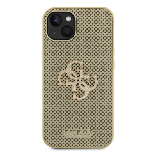 Калъф GUESS, PU Perforated 4G Glitter Metal Logo за iPhone 15, GUHCP15SPSP4LGD, Златист