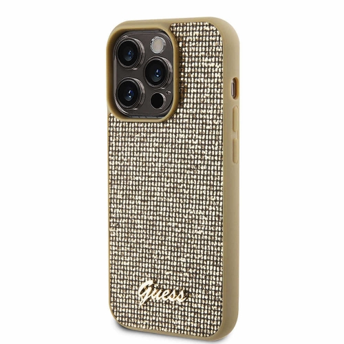 Калъф GUESS, PU Square Mirror Script Logo за iPhone 15 Pro, GUHCP15LPMSDGSD, Златист