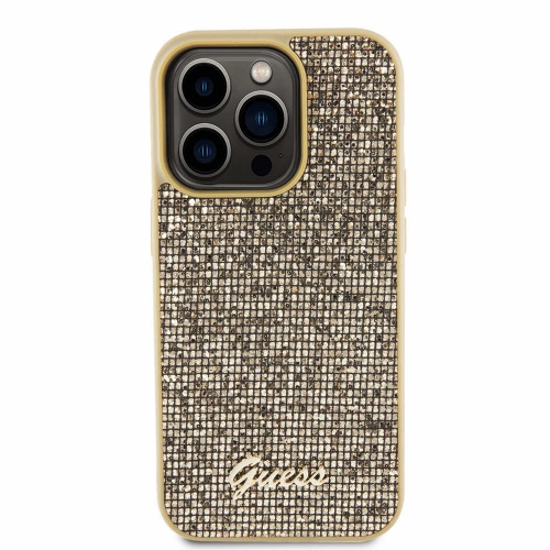 Калъф GUESS, PU Square Mirror Script Logo за iPhone 15 Pro, GUHCP15LPMSDGSD, Златист