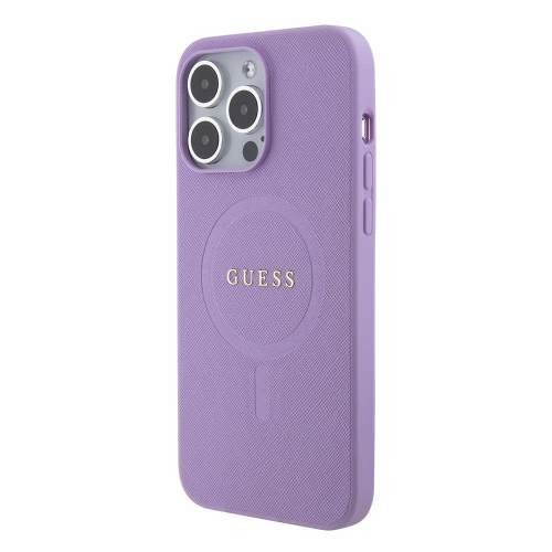 Калъф GUESS, PU Saffiano MagSafe за iPhone 15 Pro, GUHMP15LPSAHMCU, Лилав
