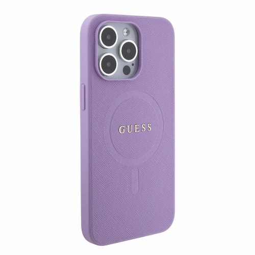 Калъф GUESS, PU Saffiano MagSafe за iPhone 15 Pro, GUHMP15LPSAHMCU, Лилав