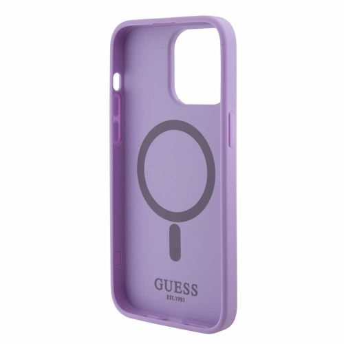 Калъф GUESS, PU Saffiano MagSafe за iPhone 15 Pro, GUHMP15LPSAHMCU, Лилав