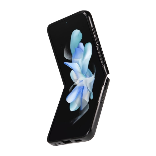 Удароустойчив калъф Litchi Leather за Samsung Galaxy Z Flip6, Черен