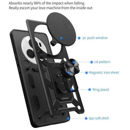Удароустойчив калъф Slide Camera за Huawei Honor Magic6 Pro, Черен