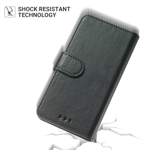 Калъф Тефтер Leather Wallet за HMD Pulse Plus / Pulse Pro, Черен