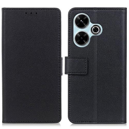 Калъф Тефтер Leather Wallet за Xiaomi Redmi 13 4G / Redmi 13 5G, Черен