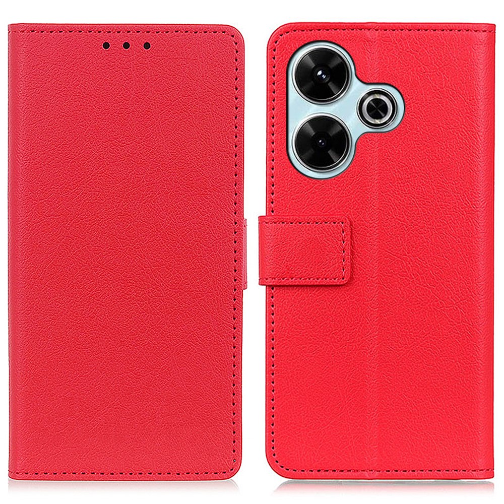 Калъф Тефтер Leather Wallet за Xiaomi Redmi 13 4G / Redmi 13 5G, Червен