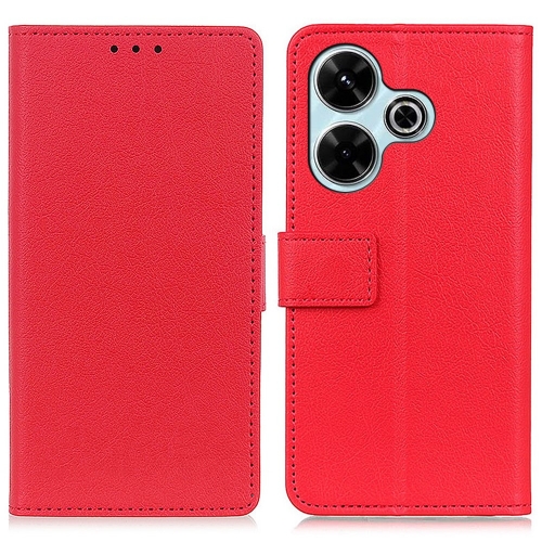 Калъф Тефтер Leather Wallet за Xiaomi Redmi 13 4G / Redmi 13 5G, Червен