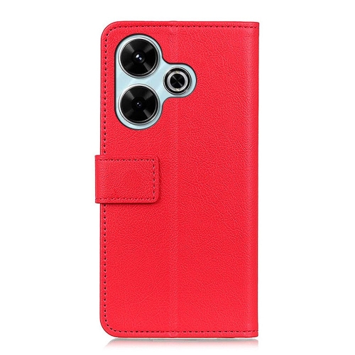 Калъф Тефтер Leather Wallet за Xiaomi Redmi 13 4G / Redmi 13 5G, Червен