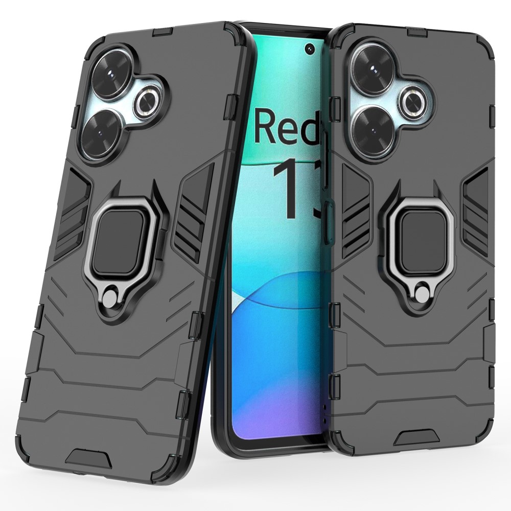 Удароустойчив Калъф Kickstand Ring за Xiaomi Redmi 13 5G / Redmi 13 4G, Черен