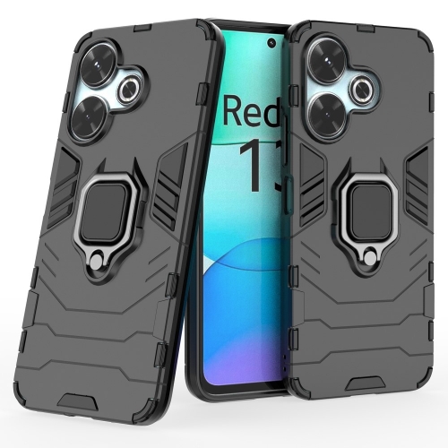 Удароустойчив Калъф Kickstand Ring за Xiaomi Redmi 13 5G / Redmi 13 4G, Черен