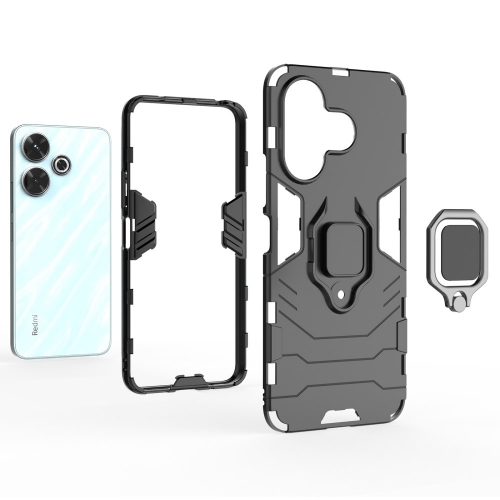 Удароустойчив Калъф Kickstand Ring за Xiaomi Redmi 13 5G / Redmi 13 4G, Черен