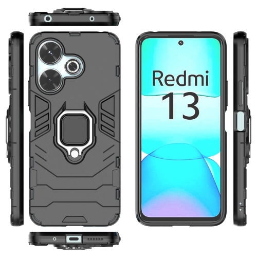 Удароустойчив Калъф Kickstand Ring за Xiaomi Redmi 13 5G / Redmi 13 4G, Черен