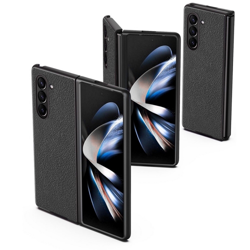 Удароустойчив калъф Litchi Leather за Samsung Galaxy Z Fold6, Черен