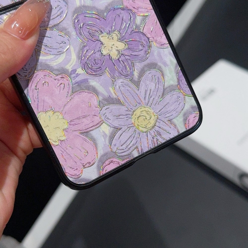 Удароустойчив калъф Leather за Samsung Galaxy Z Flip6, Лилави цветя