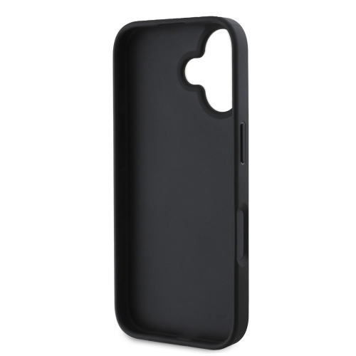 Калъф GUESS, PU Fixed Glitter 4G Metal Logo за iPhone 16, GUHCP16SHG4SGK, Черен