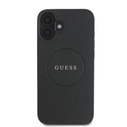 Калъф GUESS, PU Grained Classic Logo MagSafe за iPhone 16 Plus, GUHMP16MPGHSMMK, Черен