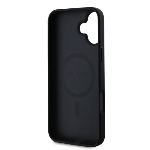 Калъф GUESS, PU Grained Classic Logo MagSafe за iPhone 16 Plus, GUHMP16MPGHSMMK, Черен
