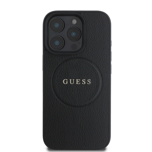 Калъф GUESS, PU Grained Classic Logo MagSafe за iPhone 16 Pro, GUHMP16LPGHSMMK, Черен