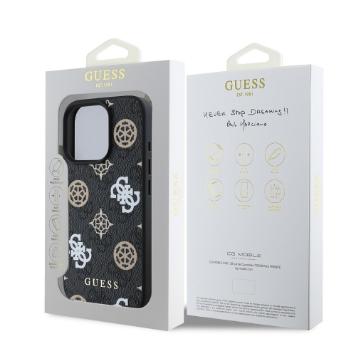 Калъф GUESS, PU 4G Peony MagSafe за iPhone 16 Pro, GUHMP16LP4PWPK, Черен