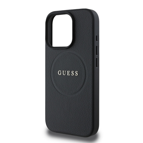 Калъф GUESS, PU Grained Classic Logo MagSafe за iPhone 16 Pro Max, GUHMP16XPGHSMMK, Черен