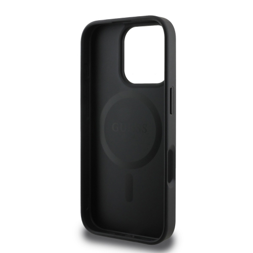 Калъф GUESS, PU Grained Classic Logo MagSafe за iPhone 16 Pro Max, GUHMP16XPGHSMMK, Черен