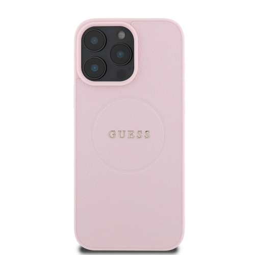 Калъф GUESS, PU Grained Classic Logo MagSafe за iPhone 16 Pro Max, GUHMP16XPGHSMMP, Розов