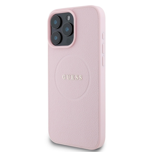 Калъф GUESS, PU Grained Classic Logo MagSafe за iPhone 16 Pro Max, GUHMP16XPGHSMMP, Розов