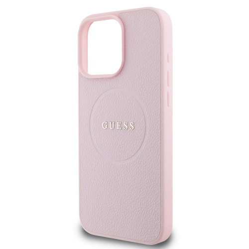 Калъф GUESS, PU Grained Classic Logo MagSafe за iPhone 16 Pro Max, GUHMP16XPGHSMMP, Розов