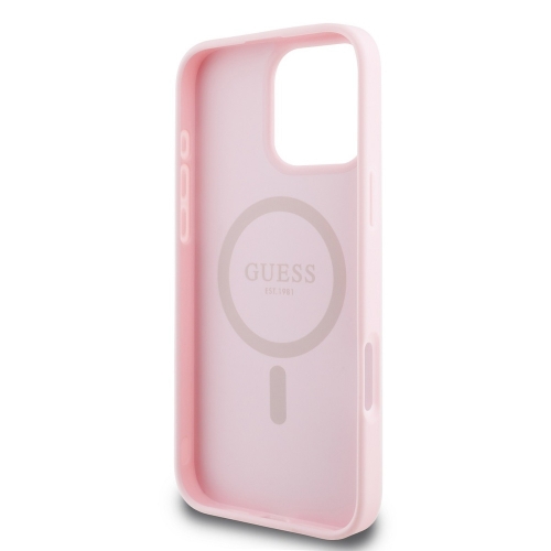 Калъф GUESS, PU Grained Classic Logo MagSafe за iPhone 16 Pro Max, GUHMP16XPGHSMMP, Розов