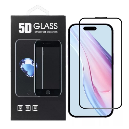 Стъклен Протектор 5D Full Glue за iPhone 16, Черен