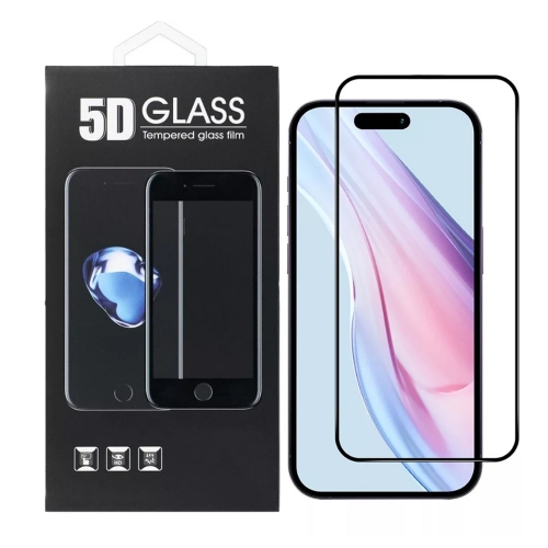 Стъклен Протектор 5D Full Glue за iPhone 16 Pro, Черен