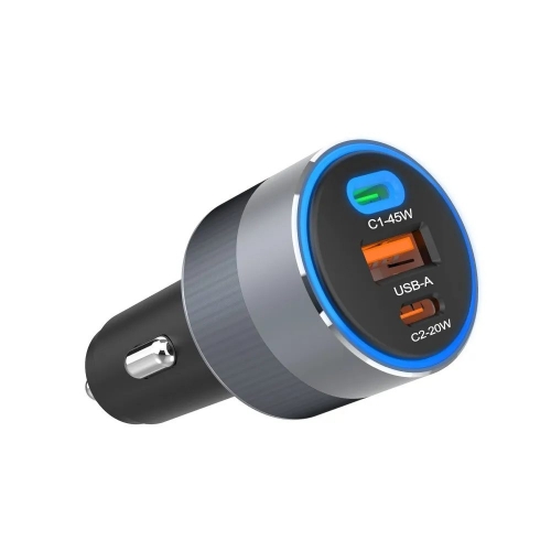 Зарядно за кола 12V Forcell F-Energy, 65W, PD, QC4.0, 2xUSB C, USB-A, Alu Car Charger 