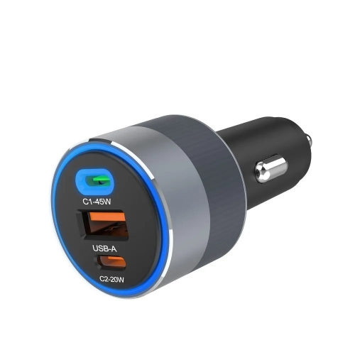 Зарядно за кола 12V Forcell F-Energy, 65W, PD, QC4.0, 2xUSB C, USB-A, Alu Car Charger 