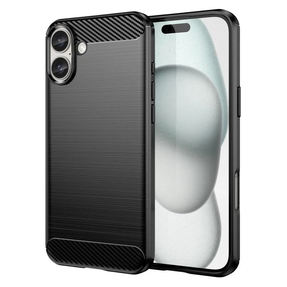 Силиконов Калъф Carbon за iPhone 16, Черен