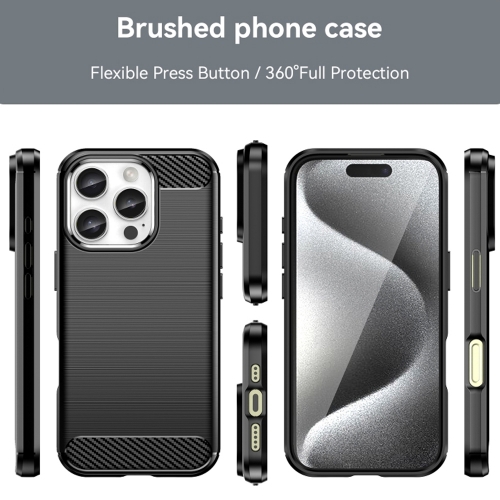 Силиконов Калъф Carbon Fibre Brushed за iPhone 16 Pro, Черен