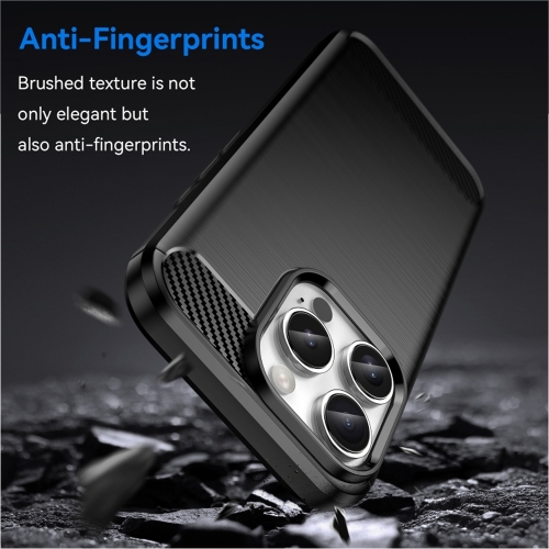 Силиконов Калъф Carbon Fibre Brushed за iPhone 16 Pro, Черен