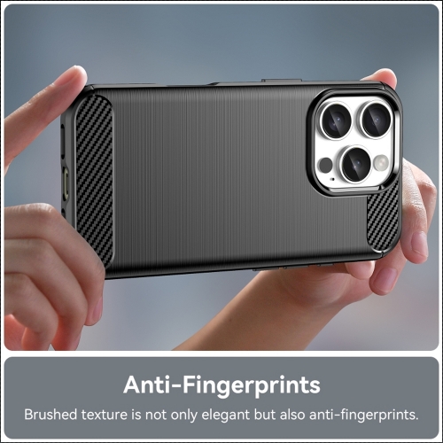Силиконов Калъф Carbon Fibre Brushed за iPhone 16 Pro, Черен